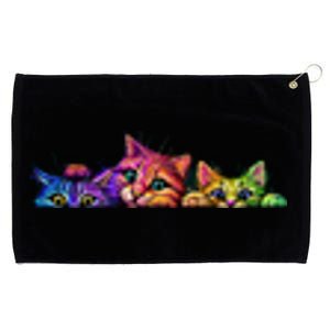 Realistic Cats Peeking Out Of Pocket Grommeted Golf Towel