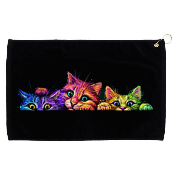 Realistic Cats Peeking Out Of Pocket Grommeted Golf Towel