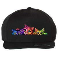 Realistic Cats Peeking Out Of Pocket Wool Snapback Cap