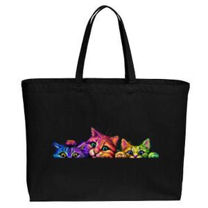 Realistic Cats Peeking Out Of Pocket Cotton Canvas Jumbo Tote