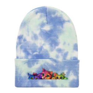 Realistic Cats Peeking Out Of Pocket Tie Dye 12in Knit Beanie