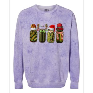 Retro Canned Pickles Christmas Santa Hat Reindeer Pickle Jar Colorblast Crewneck Sweatshirt