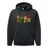 Retro Canned Pickles Christmas Santa Hat Reindeer Pickle Jar Performance Fleece Hoodie