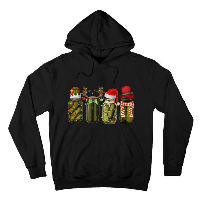 Retro Canned Pickles Christmas Santa Hat Reindeer Pickle Jar Hoodie