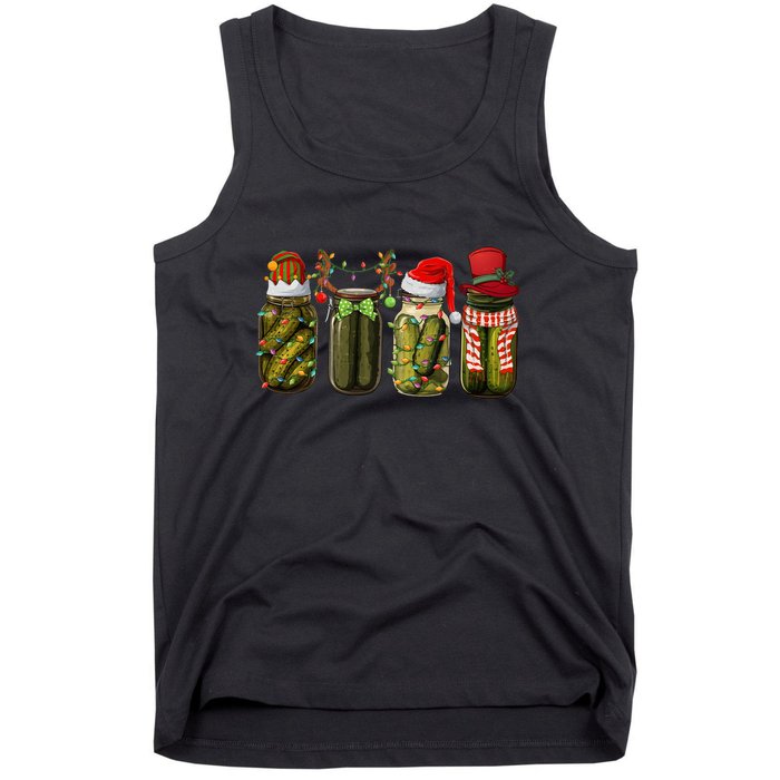 Retro Canned Pickles Christmas Santa Hat Reindeer Pickle Jar Tank Top