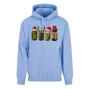 Retro Canned Pickles Christmas Santa Hat Reindeer Pickle Jar Unisex Surf Hoodie