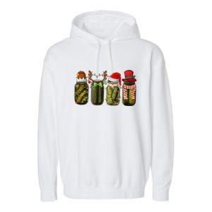 Retro Canned Pickles Christmas Santa Hat Reindeer Pickle Jar Garment-Dyed Fleece Hoodie