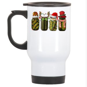 Retro Canned Pickles Christmas Santa Hat Reindeer Pickle Jar Stainless Steel Travel Mug