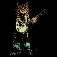Retro Cat Playing Banjo Cute Kitten Banjo Player Cat Lover Flat Bill Trucker Hat