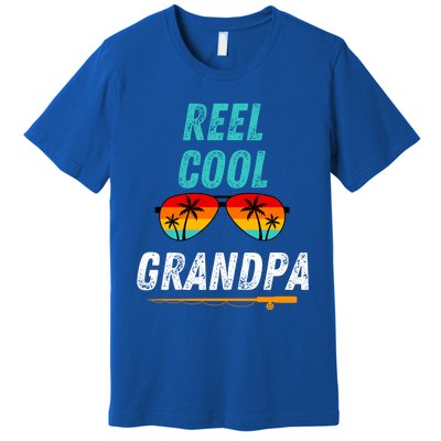 Reel Cool Papa Funny Fishing Grandpa Dad Gift Premium T-Shirt