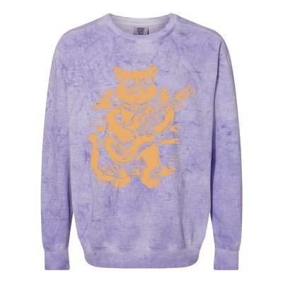 Rock Cat Playing Guitar Rock Kitty Funny Guitar Cat Colorblast Crewneck Sweatshirt