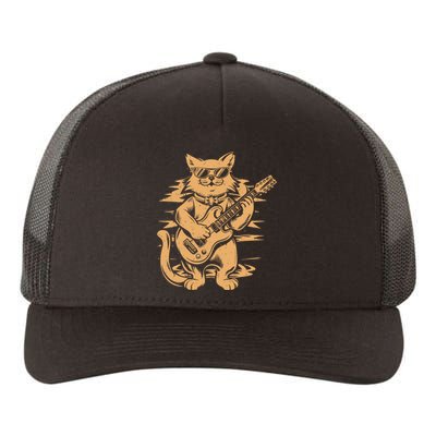 Rock Cat Playing Guitar Rock Kitty Funny Guitar Cat Yupoong Adult 5-Panel Trucker Hat