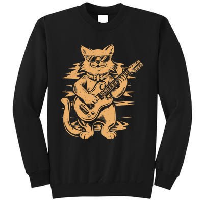 Rock Cat Playing Guitar Rock Kitty Funny Guitar Cat Sweatshirt