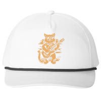 Rock Cat Playing Guitar Rock Kitty Funny Guitar Cat Snapback Five-Panel Rope Hat