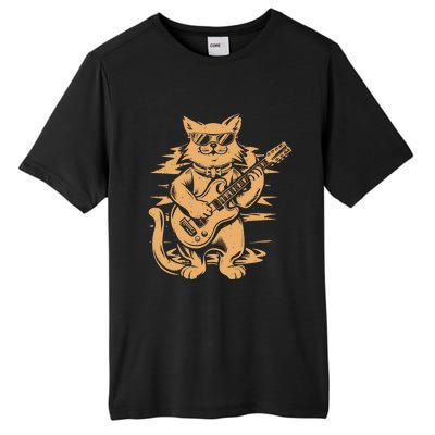 Rock Cat Playing Guitar Rock Kitty Funny Guitar Cat Tall Fusion ChromaSoft Performance T-Shirt