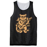 Rock Cat Playing Guitar Rock Kitty Funny Guitar Cat Mesh Reversible Basketball Jersey Tank