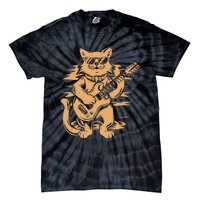 Rock Cat Playing Guitar Rock Kitty Funny Guitar Cat Tie-Dye T-Shirt