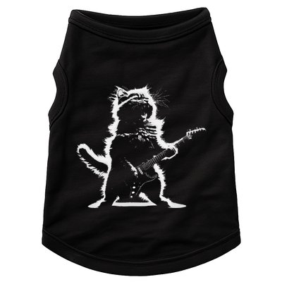 Rock Cat Playing Guitar Electric Funny Guitar Bear Music Doggie Tank