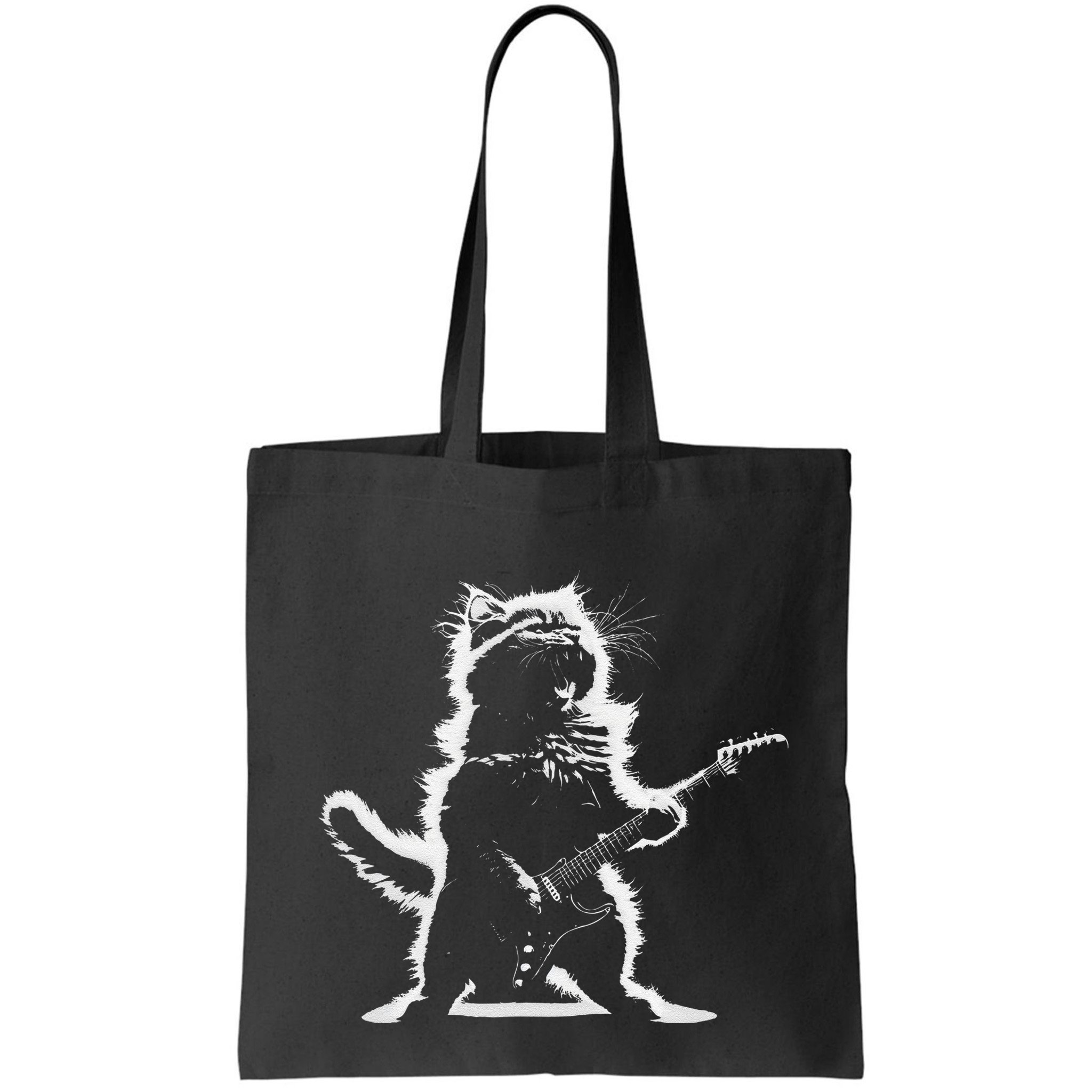 Rock Cat Playing Guitar Electric Funny Guitar Bear Music Bag
