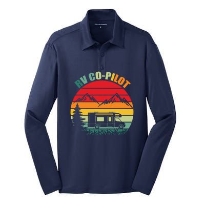 RV Co Pilot Camping Funny Vintage Travel Camping Gift Silk Touch Performance Long Sleeve Polo