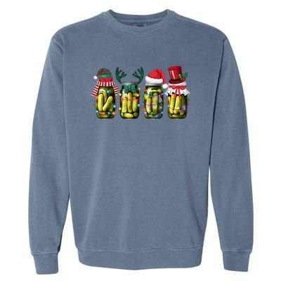 Retro Canned Pickles Christmas Light Homemade Pickle Jar Garment-Dyed Sweatshirt