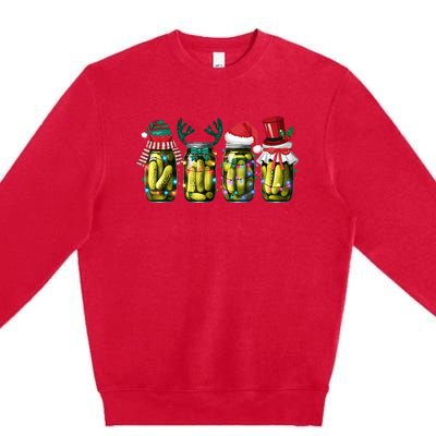 Retro Canned Pickles Christmas Light Homemade Pickle Jar Premium Crewneck Sweatshirt