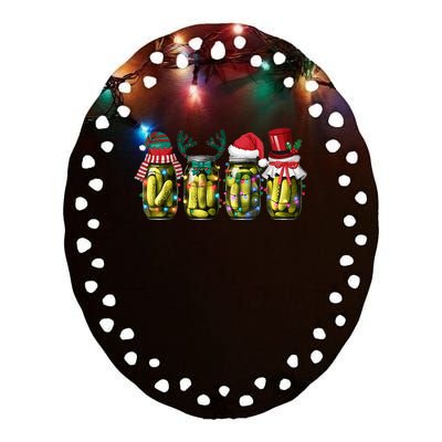 Retro Canned Pickles Christmas Light Homemade Pickle Jar Ceramic Oval Ornament