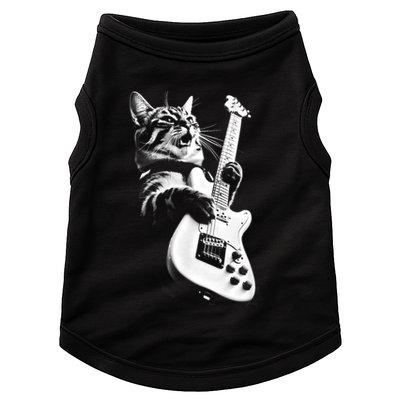 Rock Cat Playing Guitar Funny Guitar Cat Doggie Tank