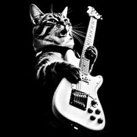 Rock Cat Playing Guitar Funny Guitar Cat Cooling Performance Crew T-Shirt