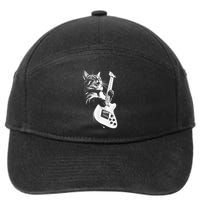 Rock Cat Playing Guitar Funny Guitar Cat 7-Panel Snapback Hat