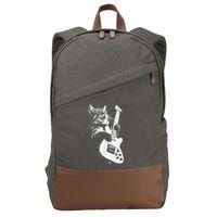 Rock Cat Playing Guitar Funny Guitar Cat Cotton Canvas Backpack