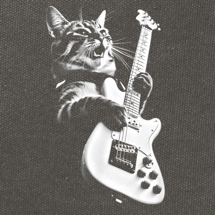 Rock Cat Playing Guitar Funny Guitar Cat Cotton Canvas Backpack