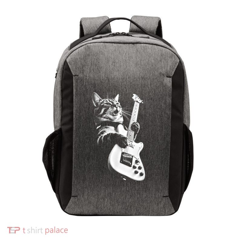 Rock Cat Playing Guitar Funny Guitar Cat Vector Backpack