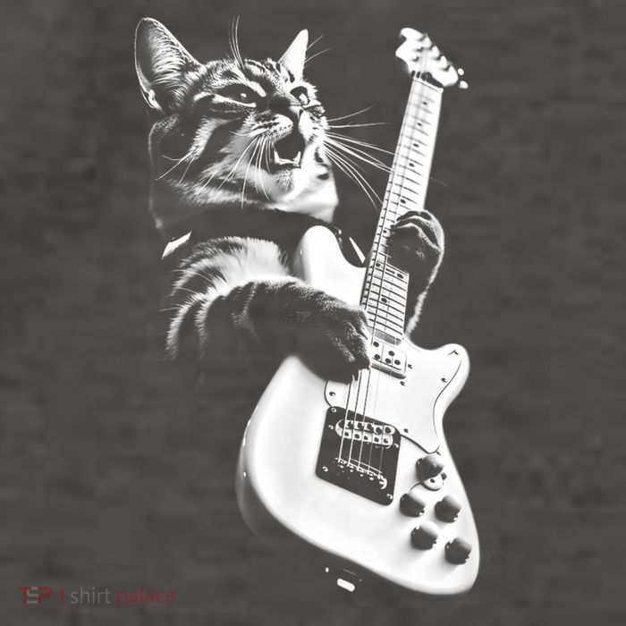 Rock Cat Playing Guitar Funny Guitar Cat Vector Backpack