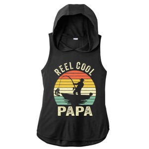 Reel Cool Papa Fishing Dad Gifts Father's Day Fisherman Fish Ladies PosiCharge Tri-Blend Wicking Draft Hoodie Tank