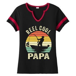 Reel Cool Papa Fishing Dad Gifts Father's Day Fisherman Fish Ladies Halftime Notch Neck Tee