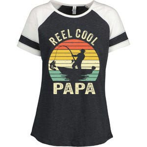 Reel Cool Papa Fishing Dad Gifts Father's Day Fisherman Fish Enza Ladies Jersey Colorblock Tee