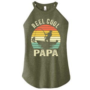 Reel Cool Papa Fishing Dad Gifts Father's Day Fisherman Fish Women's Perfect Tri Rocker Tank