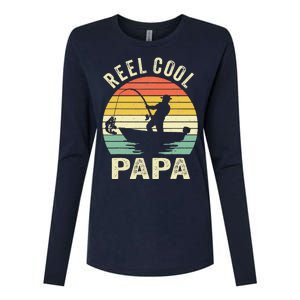 Reel Cool Papa Fishing Dad Gifts Father's Day Fisherman Fish Womens Cotton Relaxed Long Sleeve T-Shirt