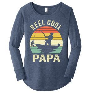 Reel Cool Papa Fishing Dad Gifts Father's Day Fisherman Fish Women's Perfect Tri Tunic Long Sleeve Shirt