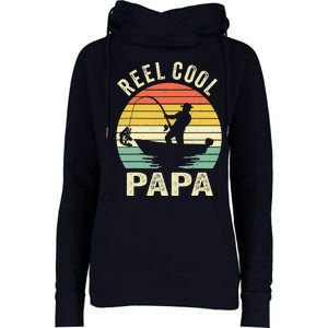 Reel Cool Papa Fishing Dad Gifts Father's Day Fisherman Fish Womens Funnel Neck Pullover Hood