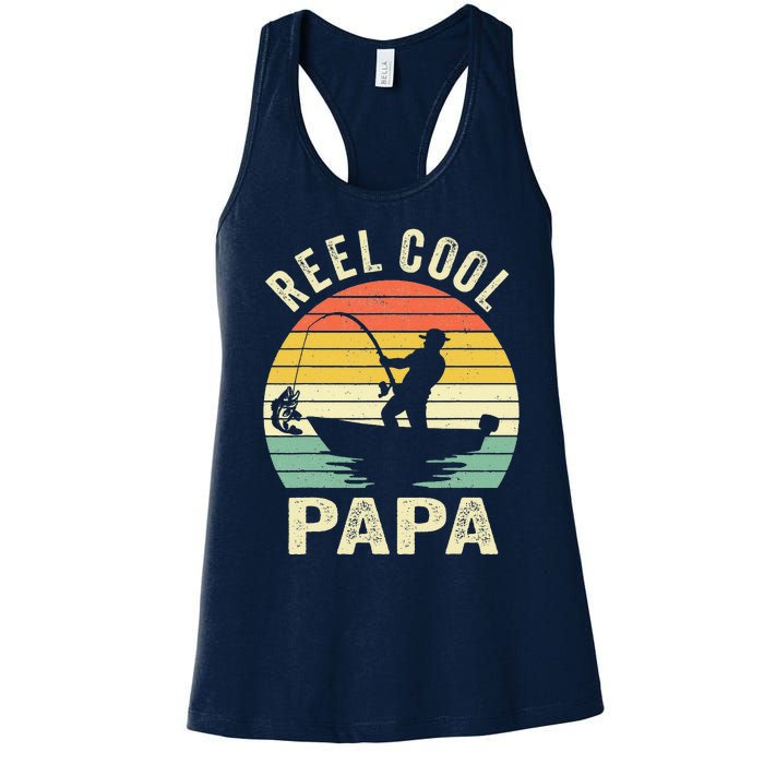 Reel Cool Papa Fishing Dad Gifts Father's Day Fisherman Fish Women's Racerback Tank