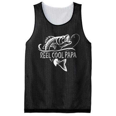 Reel Cool Papa Fishing Dad Gifts Fathers Day Fisherman Fish Mesh Reversible Basketball Jersey Tank