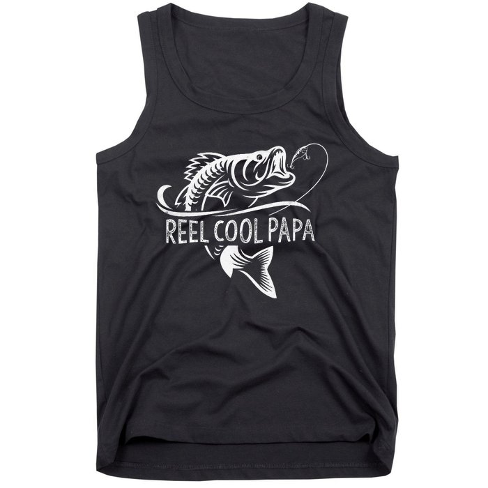 Reel Cool Papa Fishing Dad Gifts Fathers Day Fisherman Fish Tank Top