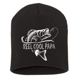 Reel Cool Papa Fishing Dad Gifts Fathers Day Fisherman Fish Short Acrylic Beanie