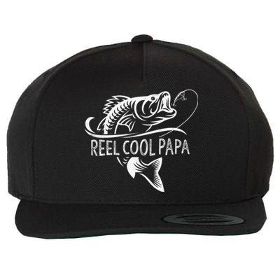 Reel Cool Papa Fishing Dad Gifts Fathers Day Fisherman Fish Wool Snapback Cap