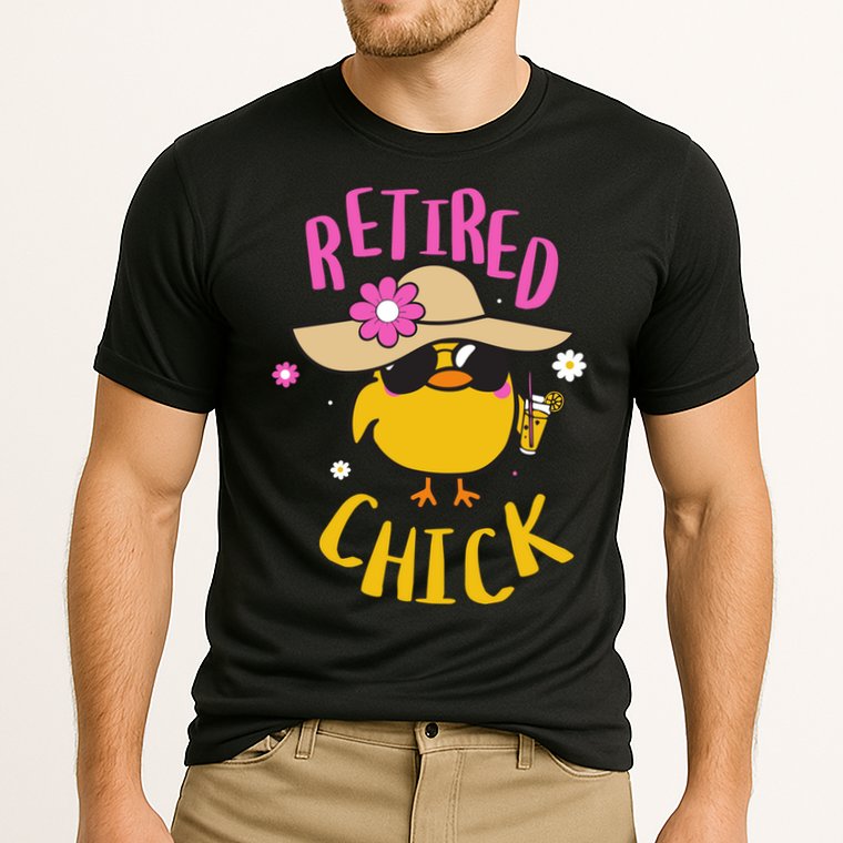 Retired Chick Pension Vacation Pensioner Retirement Chicken Gift Cooling Performance Crew T-Shirt