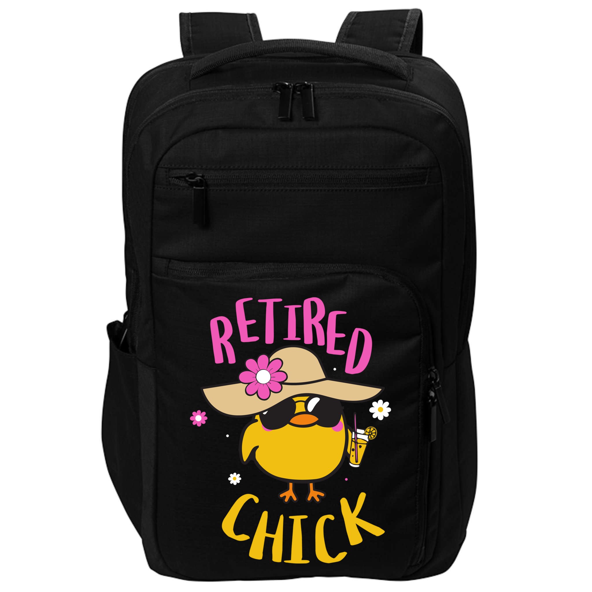 Retired Chick Pension Vacation Pensioner Retirement Chicken Gift Impact Tech Backpack