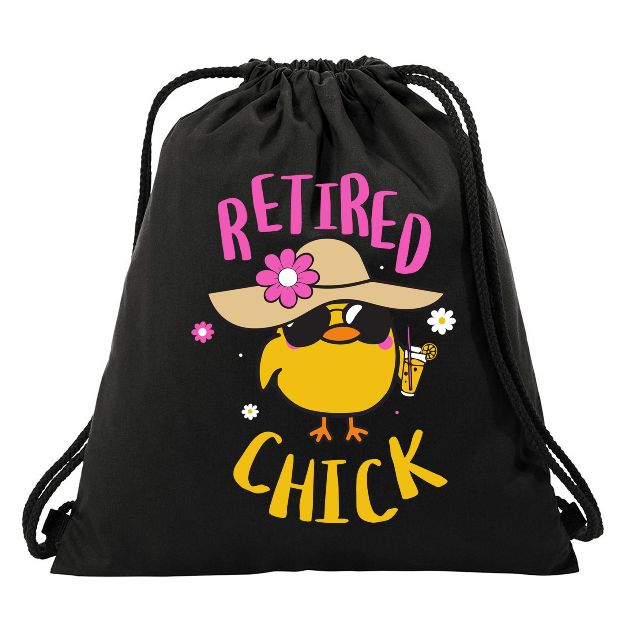 Retired Chick Pension Vacation Pensioner Retirement Chicken Gift Drawstring Bag