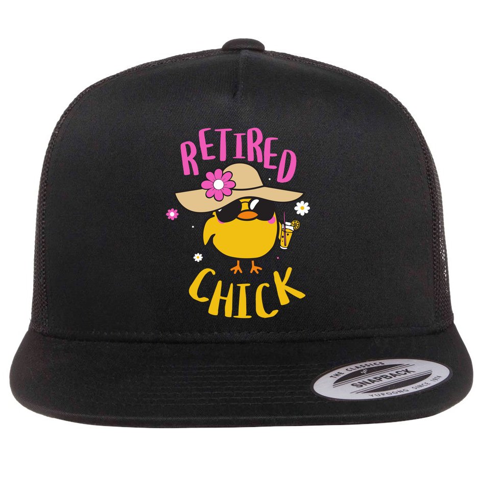 Retired Chick Pension Vacation Pensioner Retirement Chicken Gift Flat Bill Trucker Hat